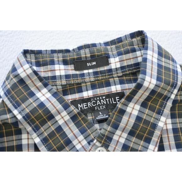 J Crew Mercantile Flex Slim Fit Dress Shirt Plaid Button Up Mens Size Large - Picture 6 of 7